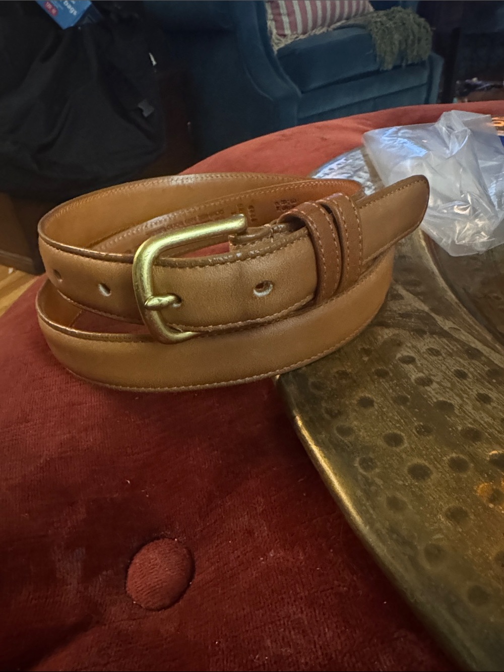 Coach Brown Leather Belt with Gold Buckle